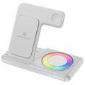 Q50D 4-i-1 foldbar trådløs oplader med RGB-omgivelseslys - 15W - Hvid