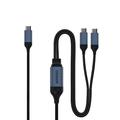 QGEEM CC0082 Flettet USB-C til dobbelt USB-C-hurtigopladerkabel - 140W, 1.2m - Sort