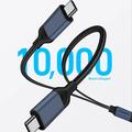 QGEEM CC0082 Flettet USB-C til dobbelt USB-C-hurtigopladerkabel - 140W, 1.2m - Sort