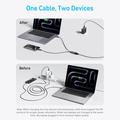 QGEEM CC0082 Flettet USB-C til dobbelt USB-C-hurtigopladerkabel - 140W, 1.2m - Sort