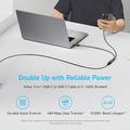QGEEM CC0082 Flettet USB-C til dobbelt USB-C-hurtigopladerkabel - 140W, 1.2m - Sort