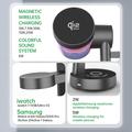 QI2.2 25W magnetisk trådløs opladningsstation med Bluetooth-højttaler og RGB