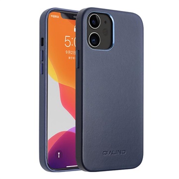 Qialino Premium iPhone 12 Mini Læder Cover - Blå