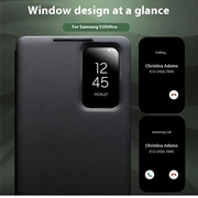 Samsung Galaxy S25 Ultra Qialino Smart View Flip Lædercover - Sort