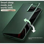 Samsung Galaxy S26 Ultra Qialino Smart View Flip Lædercover - Grøn