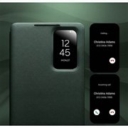 Samsung Galaxy S26 Ultra Qialino Smart View Flip Lædercover - Grøn