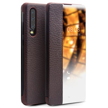 Qialino Smart View Huawei P30 Flip Lædercover - Brun