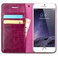 iPhone 6 / 6S Qialino Pung Læder Taske - Krokodilleskinds - Hot Pink