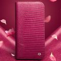 Qialino iPhone 15 Plus Læderpung - Krokodille - Hot Pink
