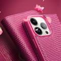 Qialino iPhone 15 Pro Max Læderpung - Krokodille - Hot Pink