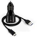 Quick Charge 3.0 Hurtig Billader med USB-C Kabel - 30W - Sort