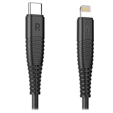 RAVPower RP-CB020B Kevlar Flettet USB-C / Lightning Kabel - 1m - Sort