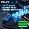 RELIFE XA7 2-i-1 USB-C-testkabel med hurtigopladning og digitalt display - sort