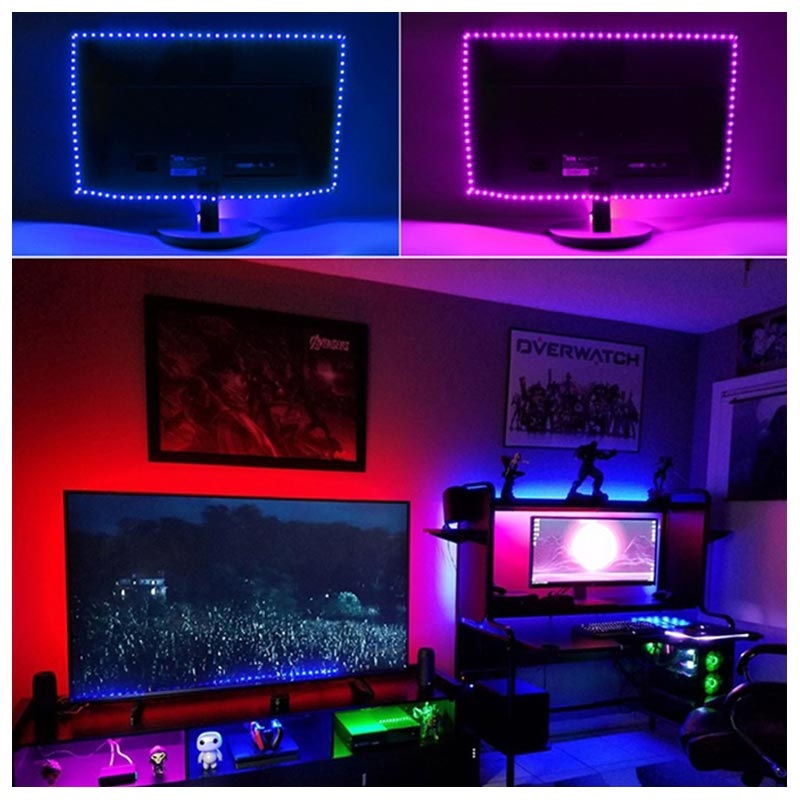 Torden Moske Lure RGB Dekorative LED-Strips med Lys i 16 Farver - 5m