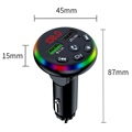 RGB LED Bluetooth FM Transmitter / Billader F13 med 2x USB