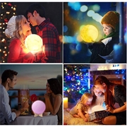 RGB LED Månelampe / Nattelys YK2302 - 15cm, 1000mAh