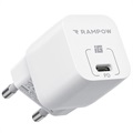 Rampow RBA34 20W Hurtig USB-C Oplader - iPhone 13/iPhone 12 - Hvid