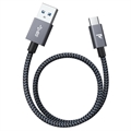 Rampow T04 Nylonflettet USB-C Kabel - 2m - Sort