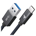 Rampow T04 Nylonflettet USB-C Kabel - 2m - Sort