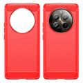 Realme 12 Pro/12 Pro+ Børstet TPU Cover - Karbonfiber - Rød