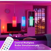 Genopladelig pære m. RGB og fjernbetjening - E27 - 2 stk.