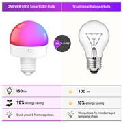 Genopladelig pære m. RGB og fjernbetjening - E27 - 2 stk.