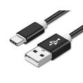 Reekin nylonflettet USB-A / USB-C-kabel - 2A, 1m - Sort