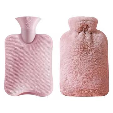Genopfyldelig varmtvandsflaske med aftageligt fluffy cover - 2L