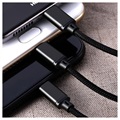 Remax Gition 3-i-1 USB-kabel - Lightning, Type-C, MicroUSB - Sort