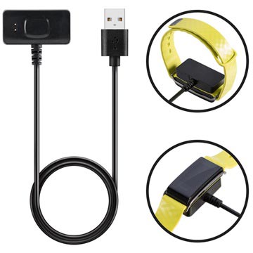 Ekstra USB Opladerkabel til Huawei Color Band A2 - Sort