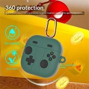Samsung Galaxy Buds 4/4 Pro Retro Gamepad silikoneetui med karabinhage - grøn