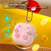 Samsung Galaxy Buds 4/4 Pro Retro Gamepad silikoneetui med karabinhage - lyserød