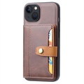 iPhone 15 Retro Style Cover med Pung - Brun