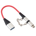 Rexus 2-i-1 USB 2.0 / USB-C og MicroUSB OTG Kabel Adapter - Sølv