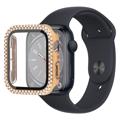 Rhinestone Dekorativt Apple Watch Series 8/7 Cover med Skærmbeskyttelse - 41mm - Guld