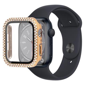 Rhinestone Dekorativt Apple Watch Series 9/8/7 Cover med Skærmbeskyttelse - 41mm - Guld