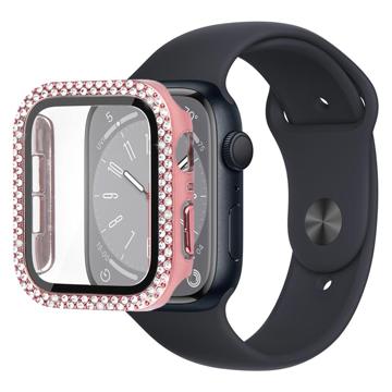 Rhinestone Dekorativt Apple Watch Series 9/8/7 Cover med Skærmbeskyttelse - 45mm - Pink