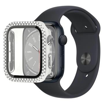 Rhinestone Dekorativt Apple Watch Series 9/8/7 Cover med Skærmbeskyttelse - 45mm - Sølv