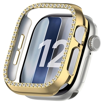 Apple Watch Series 12 Rhinestone Dekorative Cover med Skærmbeskyttelse - 43mm - Guld