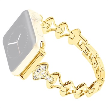 Rhinsten Vifteformet Apple Watch Ultra 3/2/Ultra/11/10/9/8/SE 3/(2022)/7/SE/6/5/4/3/2/1 Rem - 49mm/46mm/45mm/44mm/42mm - Guld