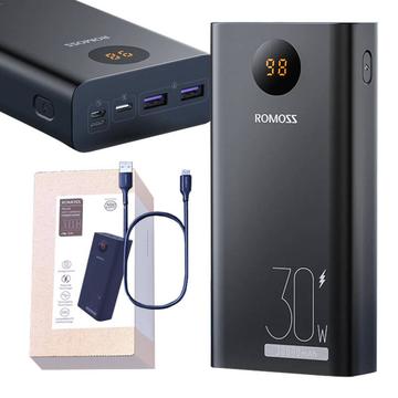 Romoss PEA30 Power Bank 30000mAh - USB-C, USB-porte - Sort