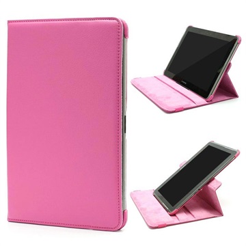 Rotary Læder Taske - Samsung Galaxy Tab 2 10.1 P5100, P7500 - Hot Pink