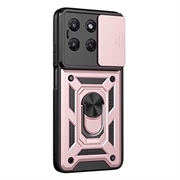 Motorola Moto G37/G37 Power/G47 Roterende Ring Hybrid Cover med Kameraskjold - Rødguld