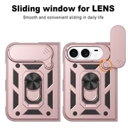 iPhone Fold Roterende Ring Hybrid Cover med Kameraskjold - Rødguld