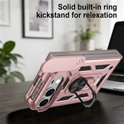 iPhone Fold Roterende Ring Hybrid Cover med Kameraskjold - Rødguld