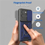 Motorola Moto G77/G67 Roterende Ring Hybrid Cover med Kameraskjold - Blå
