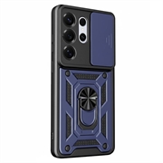 Samsung Galaxy S26 Ultra Roterende Ring Hybrid Cover med Kameraskjold - Blå
