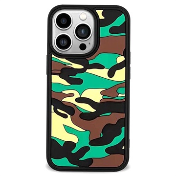 Robust Camouflage Mønster iPhone 13 Pro Hybrid Cover - Grøn