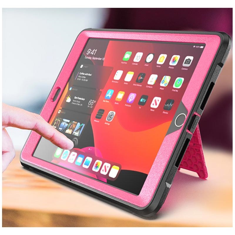Rugged Series iPad 10.2 2019/2020/2021 Hybrid Cover med Stand Hot Pink