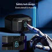 Samsung Galaxy Buds4/Buds4 Pro robust etui med karabinhage og rengøringspenne - sort